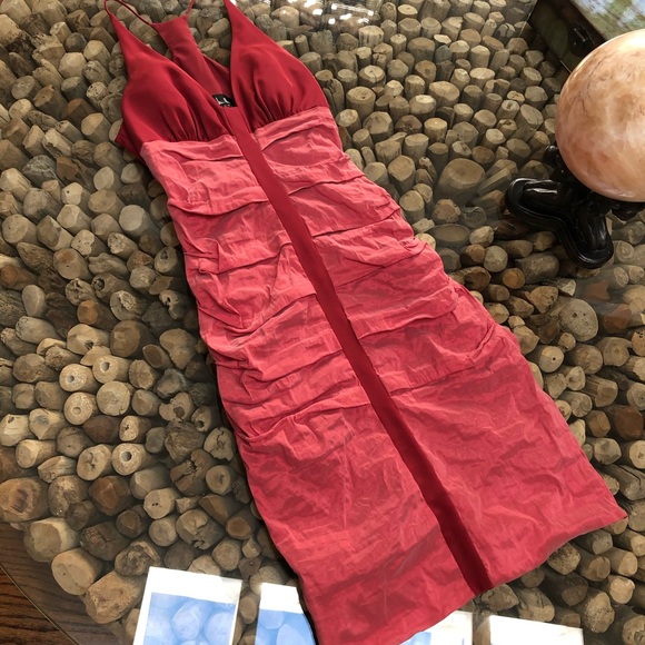 Nicole Miller Coral Ruched Cocktail Dress NWT - Picture 2 of 8